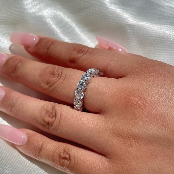 Cubic Zirconia Eternity 925 Sterling Silver Ring - Picture 3 of 3